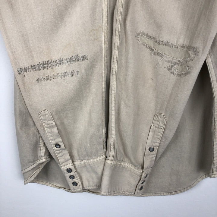 Ralph Lauren POLO RALPH LAUREN Long-Sleeve Denim Western Shirt, Men's Size XL (approx.) unclear Beige type Vintage Second Hand