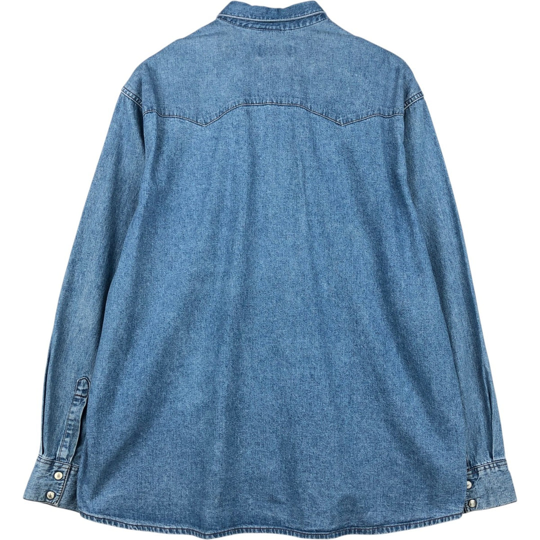 Lee Long-Sleeve Denim Western Shirt, Men's Size XL (Equivalent), Vintage cotton blue type Vintage Second Hand