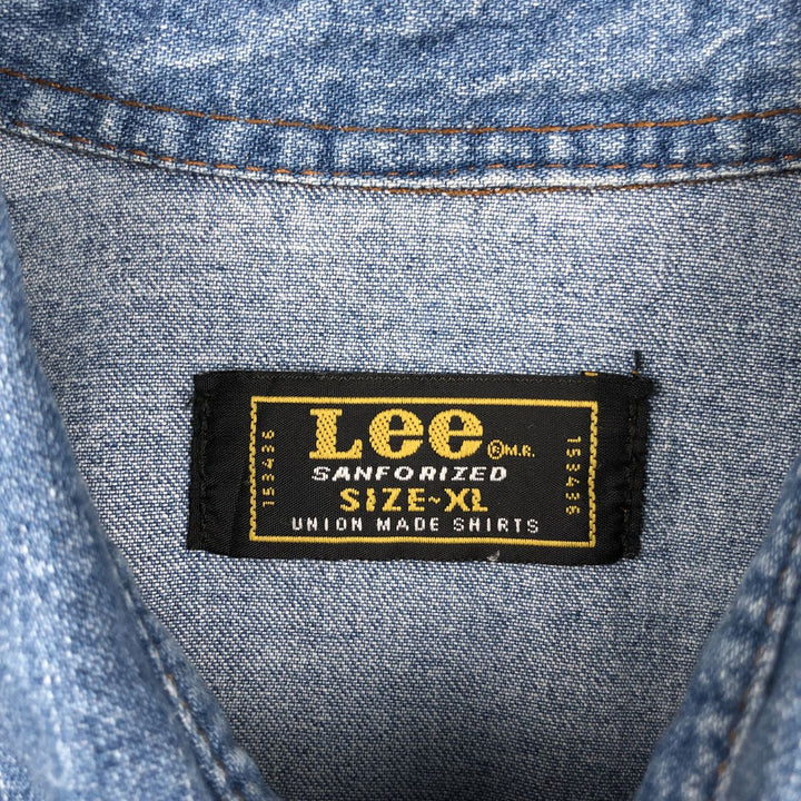 Lee Long-Sleeve Denim Western Shirt, Men's Size XL (Equivalent), Vintage cotton blue type Vintage Second Hand