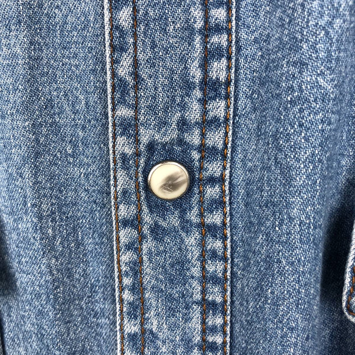 Lee Long-Sleeve Denim Western Shirt, Men's Size XL (Equivalent), Vintage cotton blue type Vintage Second Hand