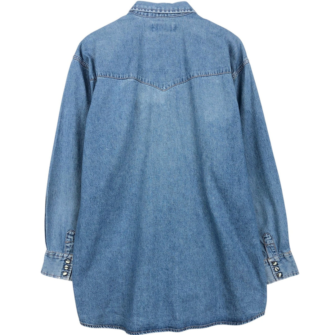 Lee Long-Sleeve Denim Western Shirt, Men's Size L (Equivalent), Vintage unclear blue type Vintage Second Hand