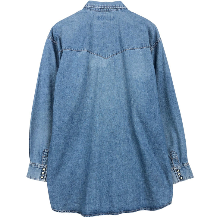 Lee Long-Sleeve Denim Western Shirt, Men's Size L (Equivalent), Vintage unclear blue type Vintage Second Hand