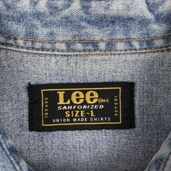 Lee Long-Sleeve Denim Western Shirt, Men's Size L (Equivalent), Vintage unclear blue type Vintage Second Hand