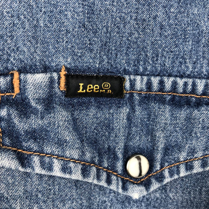 Lee Long-Sleeve Denim Western Shirt, Men's Size L (Equivalent), Vintage unclear blue type Vintage Second Hand