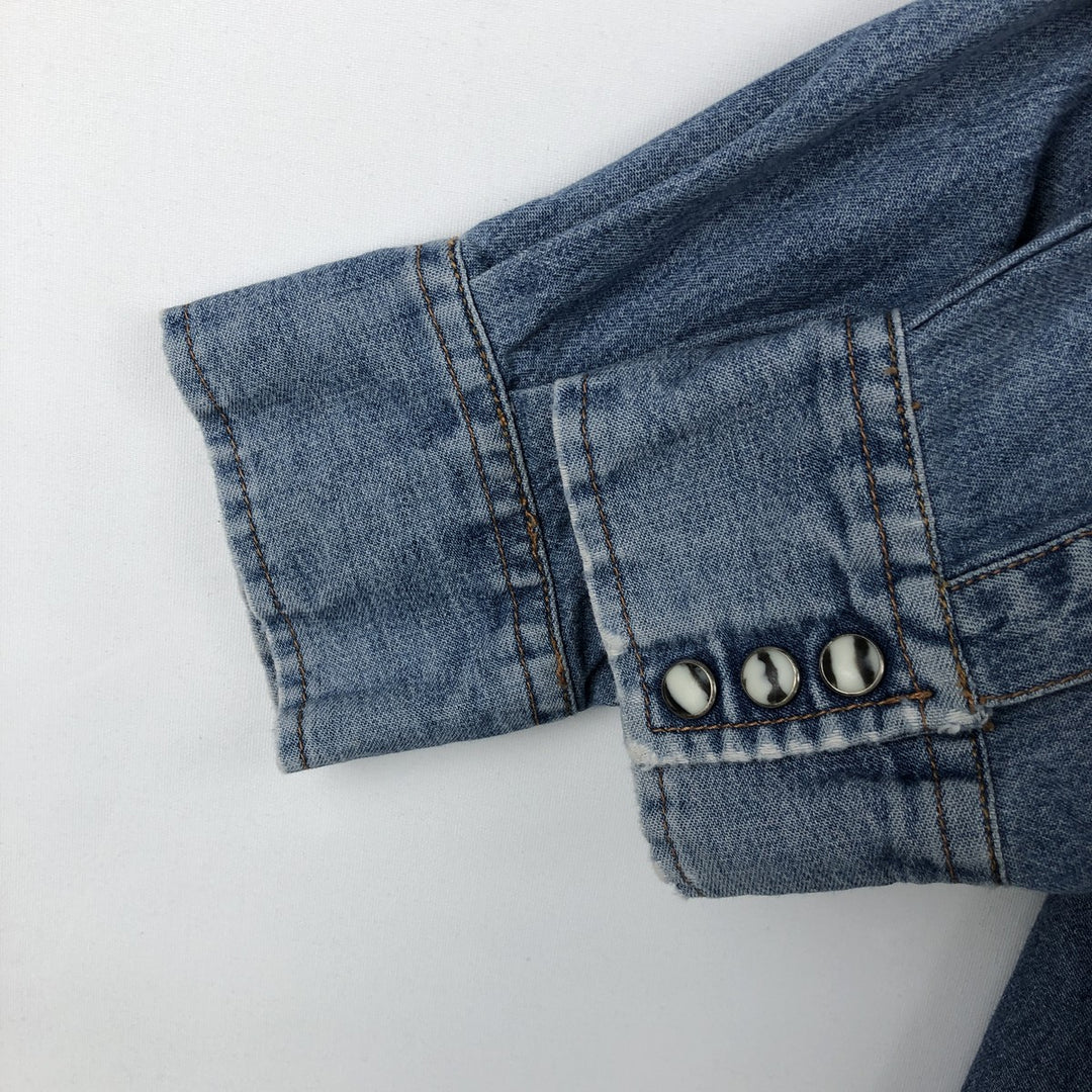 Lee Long-Sleeve Denim Western Shirt, Men's Size L (Equivalent), Vintage unclear blue type Vintage Second Hand