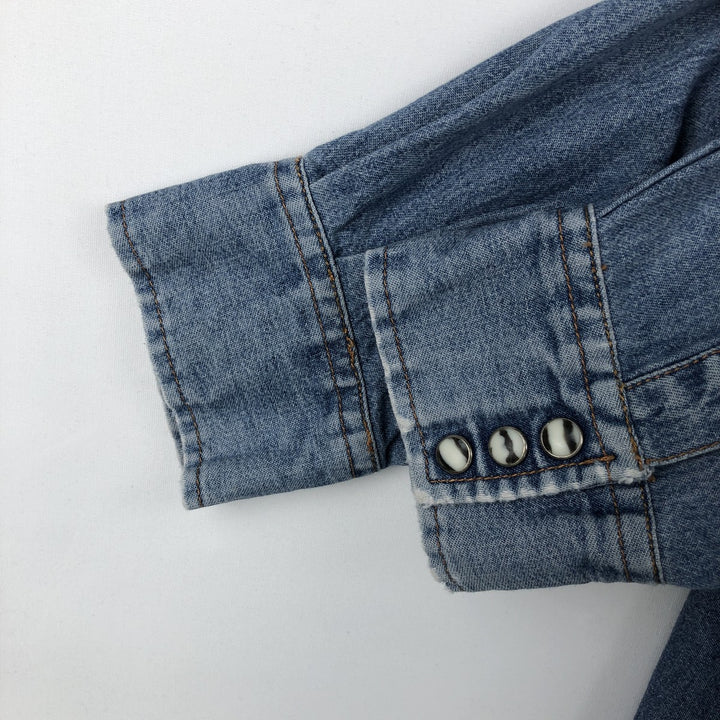 Lee Long-Sleeve Denim Western Shirt, Men's Size L (Equivalent), Vintage unclear blue type Vintage Second Hand