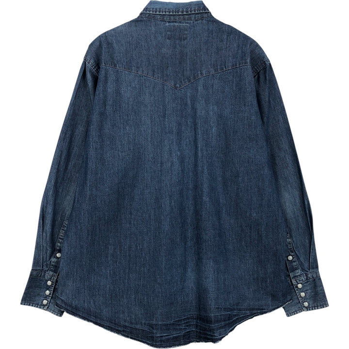 Wrangler Long Sleeve Denim Western Shirt, Men's XL cotton blue type Vintage Second Hand