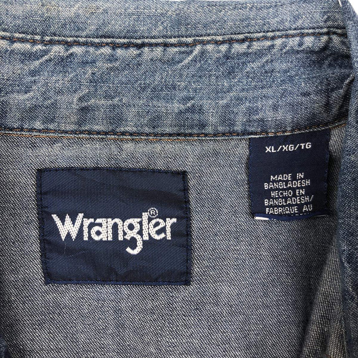 Wrangler Long Sleeve Denim Western Shirt, Men's XL cotton blue type Vintage Second Hand