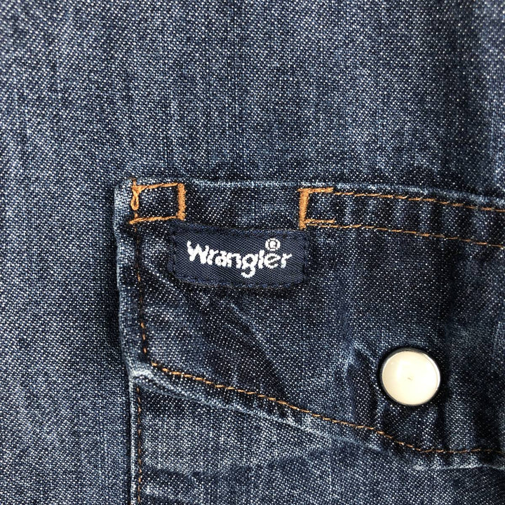 Wrangler Long Sleeve Denim Western Shirt, Men's XL cotton blue type Vintage Second Hand