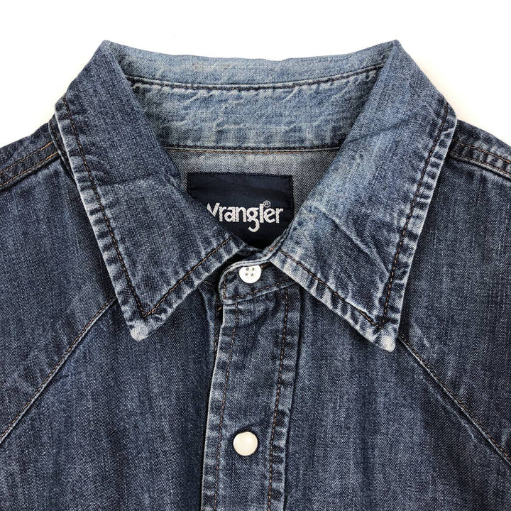 Wrangler Long Sleeve Denim Western Shirt, Men's XL cotton blue type Vintage Second Hand