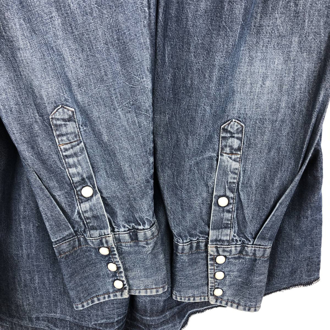 Wrangler Long Sleeve Denim Western Shirt, Men's XL cotton blue type Vintage Second Hand