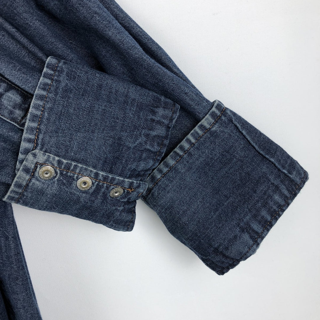 Wrangler Long Sleeve Denim Western Shirt, Men's XL cotton blue type Vintage Second Hand