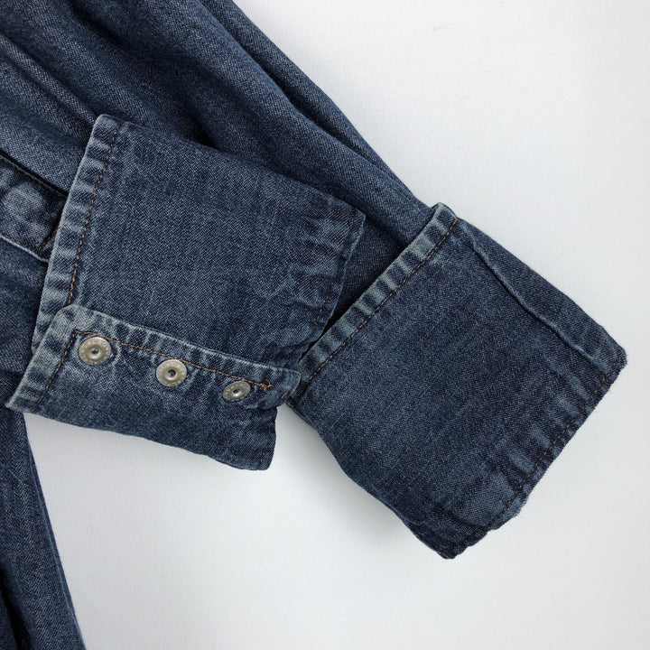 Wrangler Long Sleeve Denim Western Shirt, Men's XL cotton blue type Vintage Second Hand