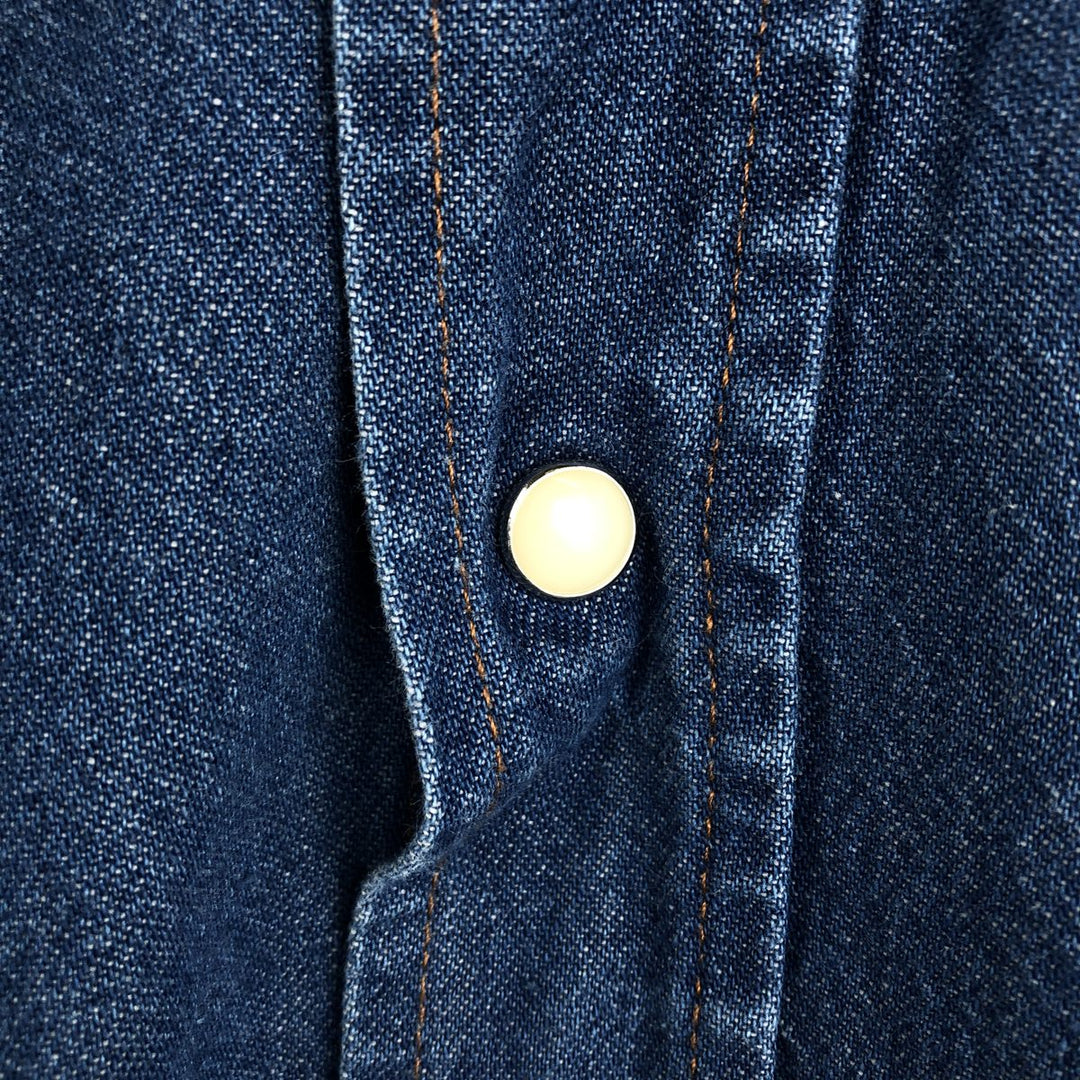 90'S Wrangler Long-Sleeve Denim Western Shirt, Men's XXL (approx.), Vintage cotton blue type Vintage Second Hand