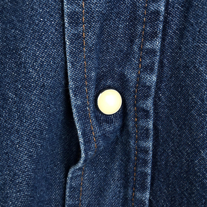 90'S Wrangler Long-Sleeve Denim Western Shirt, Men's XXL (approx.), Vintage cotton blue type Vintage Second Hand