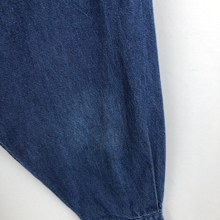 90'S Wrangler Long-Sleeve Denim Western Shirt, Men's XXL (approx.), Vintage cotton blue type Vintage Second Hand