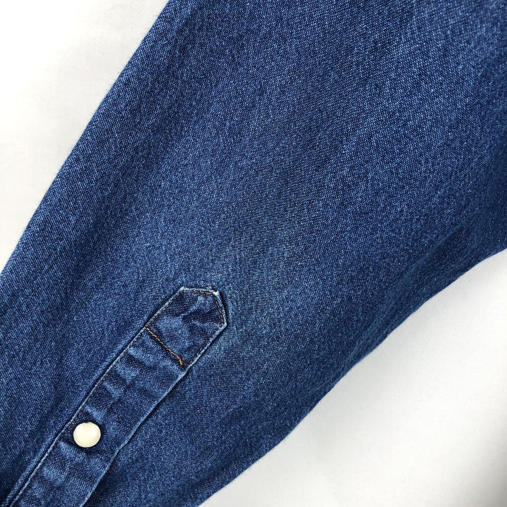 90'S Wrangler Long-Sleeve Denim Western Shirt, Men's XXL (approx.), Vintage cotton blue type Vintage Second Hand