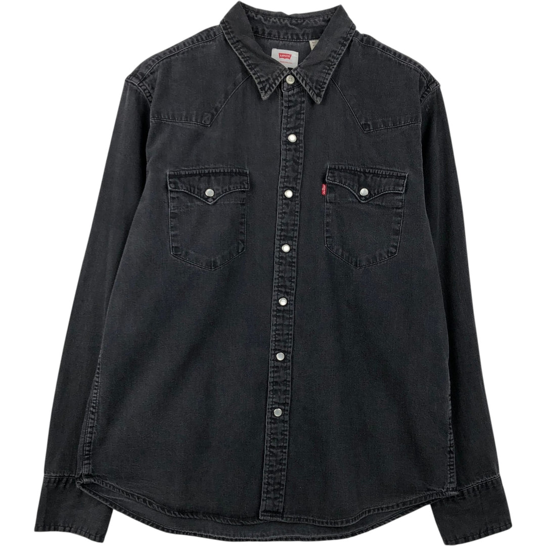 Levi's Long-Sleeve Denim Western Shirt, Men's Size L (approx.) cotton black type Vintage Second Hand