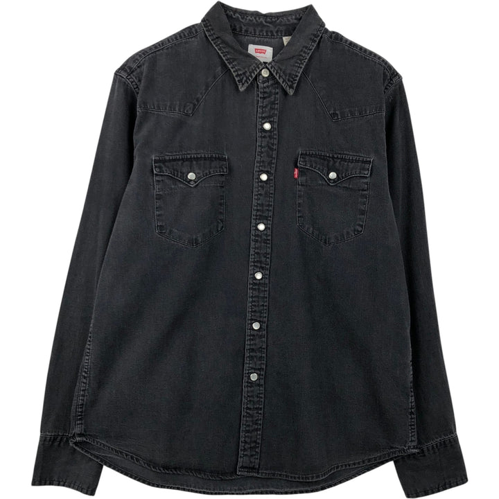 Levi's Long-Sleeve Denim Western Shirt, Men's Size L (approx.) cotton black type Vintage Second Hand