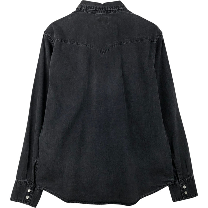 Levi's Long-Sleeve Denim Western Shirt, Men's Size L (approx.) cotton black type Vintage Second Hand