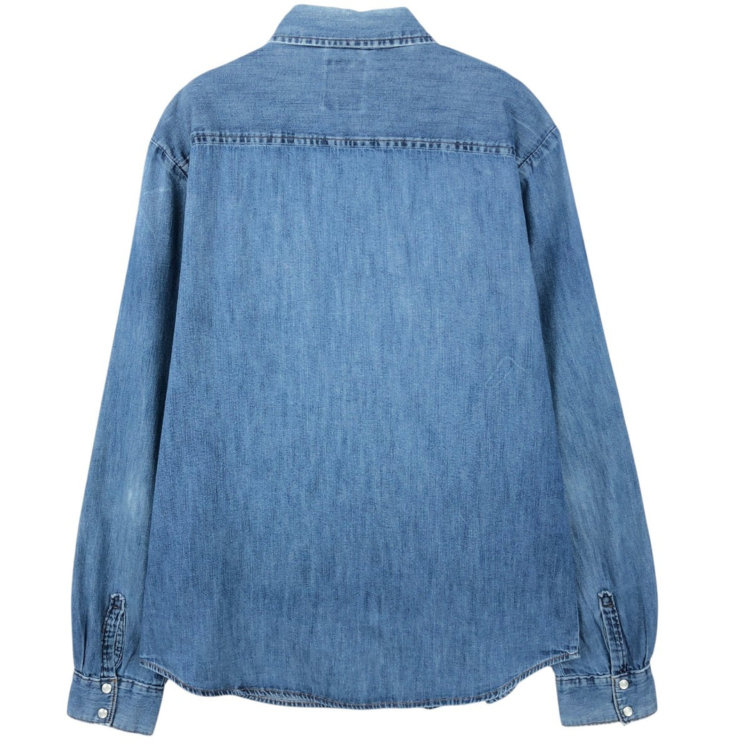 Levi's Long-Sleeve Denim Western Shirt, Men's Size L (approx.) cotton blue type Vintage Second Hand