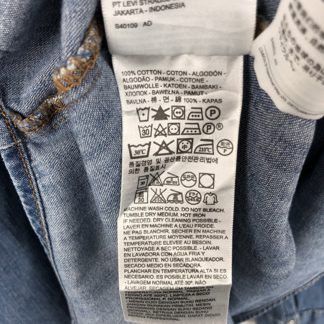 Levi's Long-Sleeve Denim Western Shirt, Men's Size L (approx.) cotton blue type Vintage Second Hand