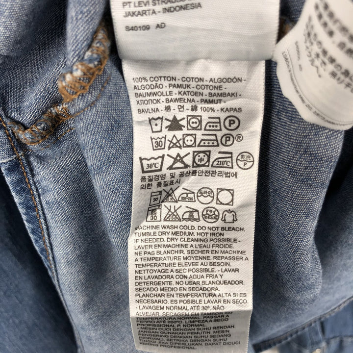 Levi's Long-Sleeve Denim Western Shirt, Men's Size L (approx.) cotton blue type Vintage Second Hand