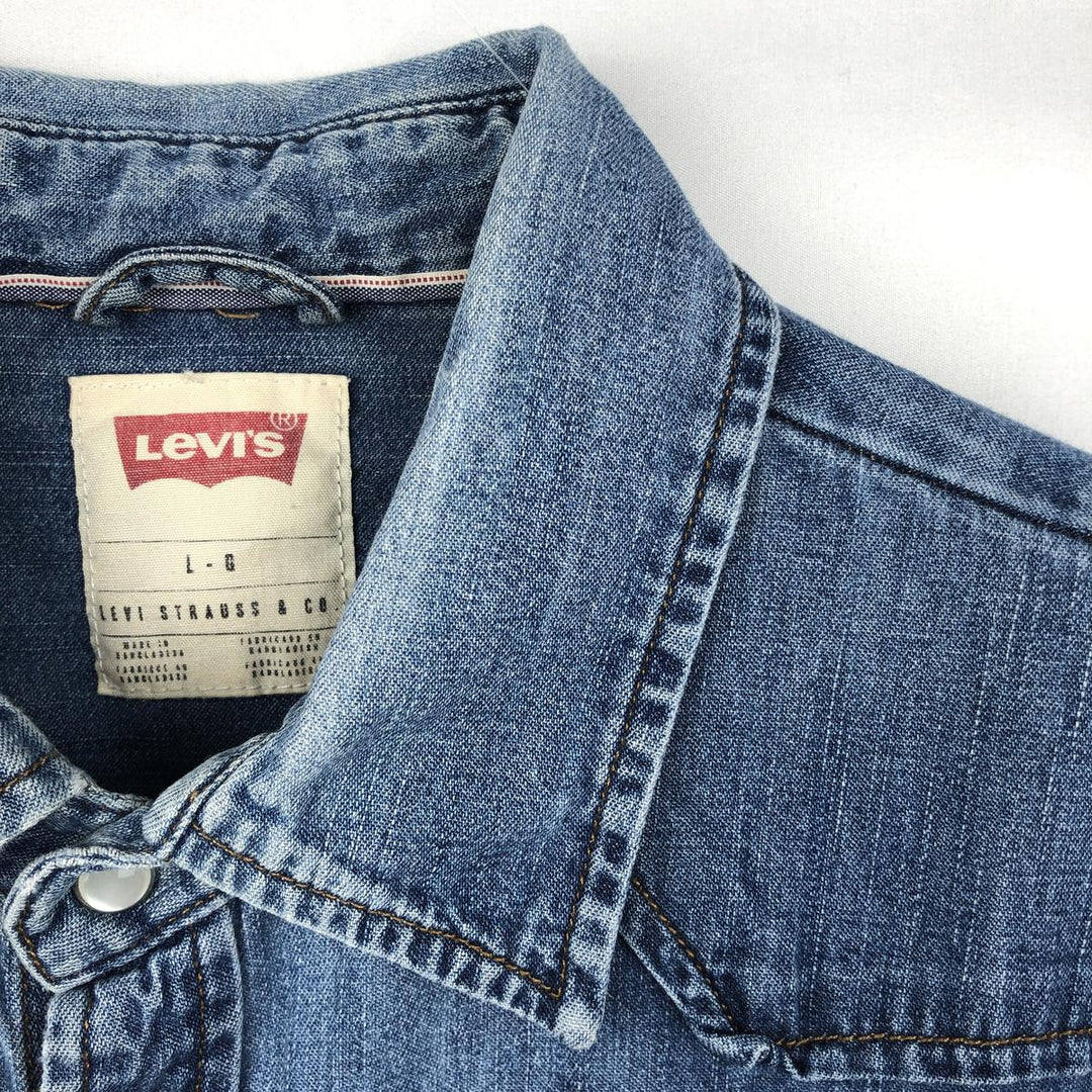 Levi's Long-Sleeve Denim Western Shirt, Men's Size L (approx.) cotton blue type Vintage Second Hand