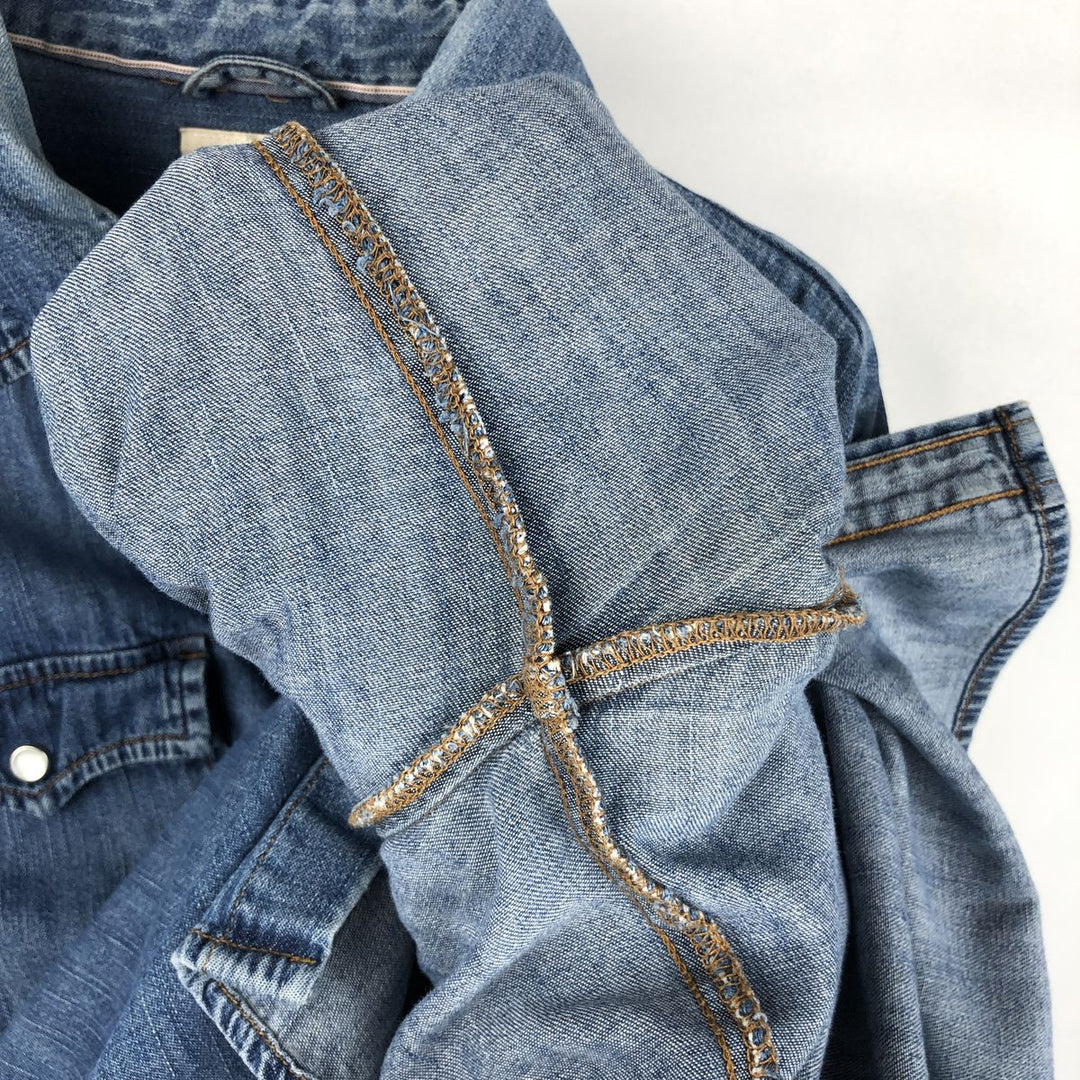 Levi's Long-Sleeve Denim Western Shirt, Men's Size L (approx.) cotton blue type Vintage Second Hand