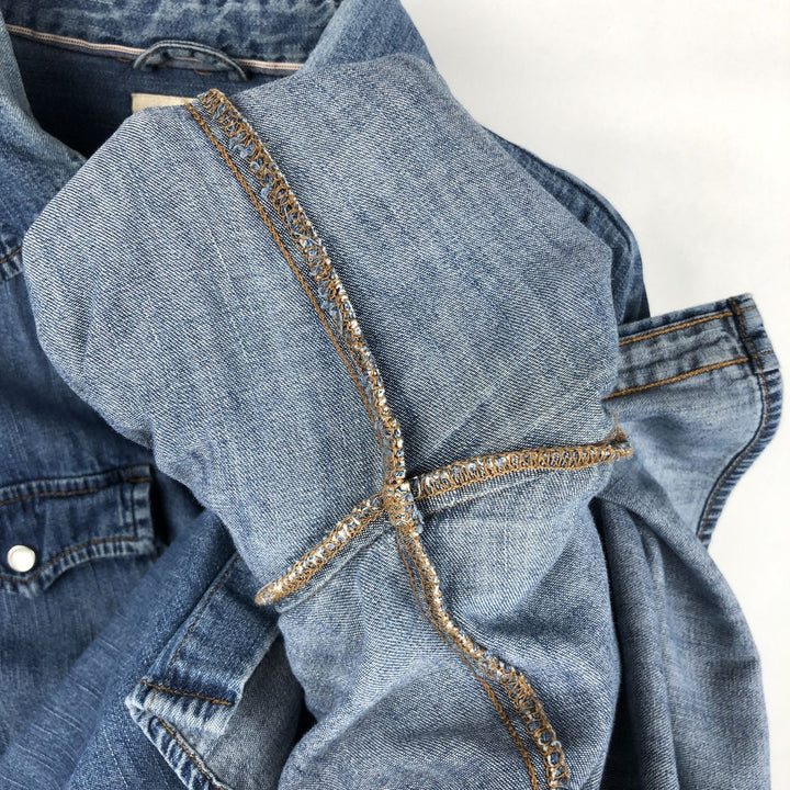 Levi's Long-Sleeve Denim Western Shirt, Men's Size L (approx.) cotton blue type Vintage Second Hand