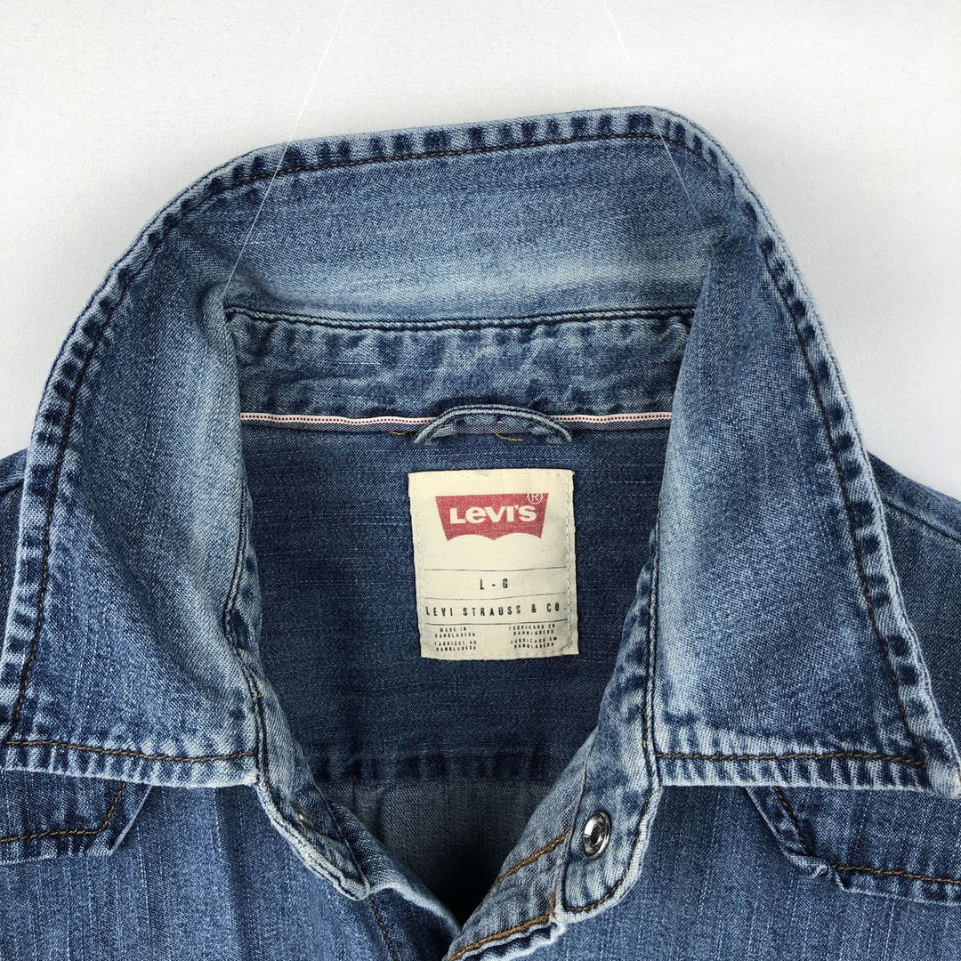 Levi's Long-Sleeve Denim Western Shirt, Men's Size L (approx.) cotton blue type Vintage Second Hand