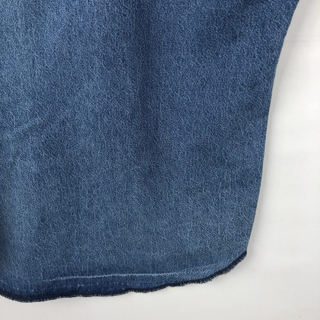 90'S Wrangler Long-Sleeve Denim Western Shirt, Men's Size L (Equivalent), Vintage cotton blue type Vintage Second Hand