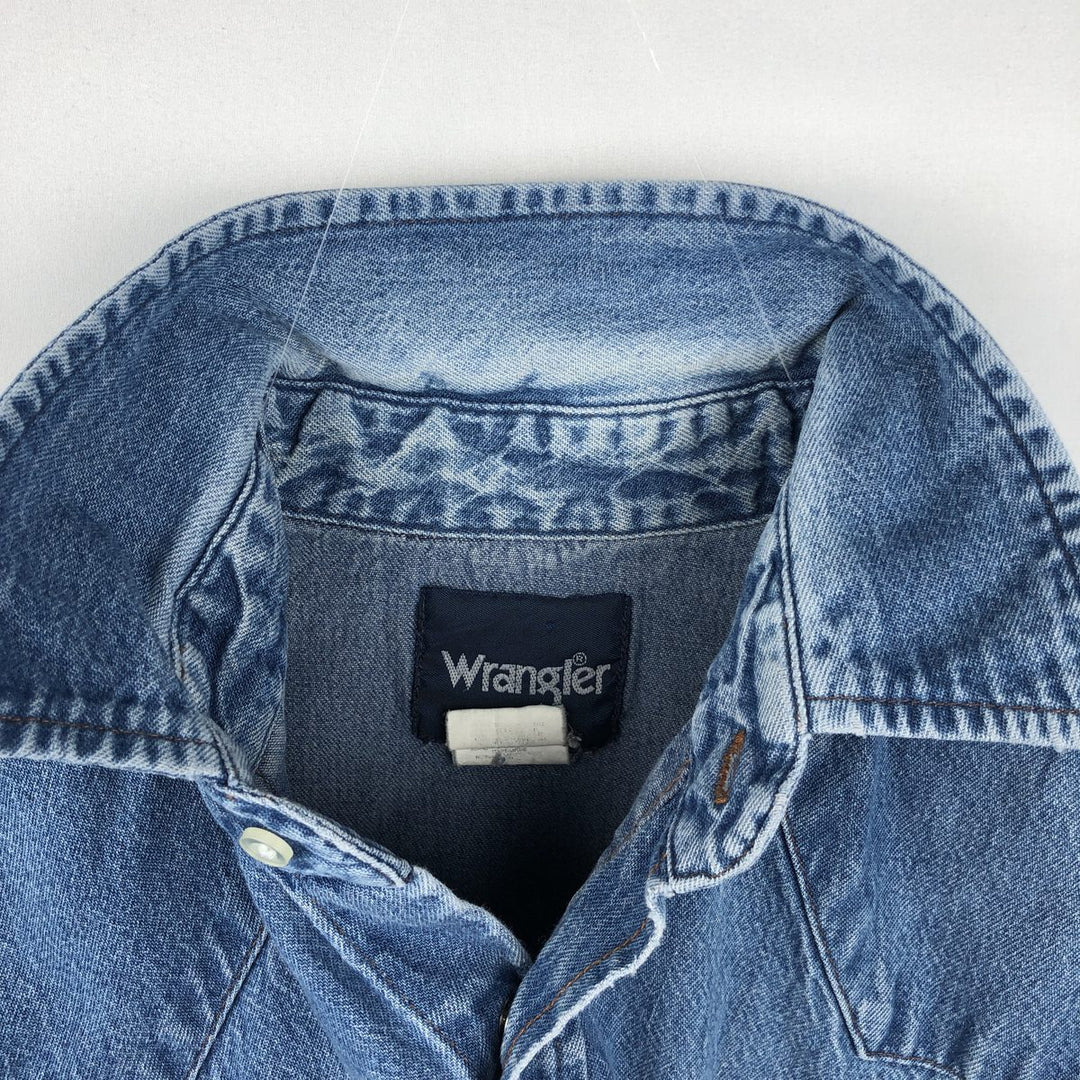 90'S Wrangler Long-Sleeve Denim Western Shirt, Men's Size L (Equivalent), Vintage cotton blue type Vintage Second Hand