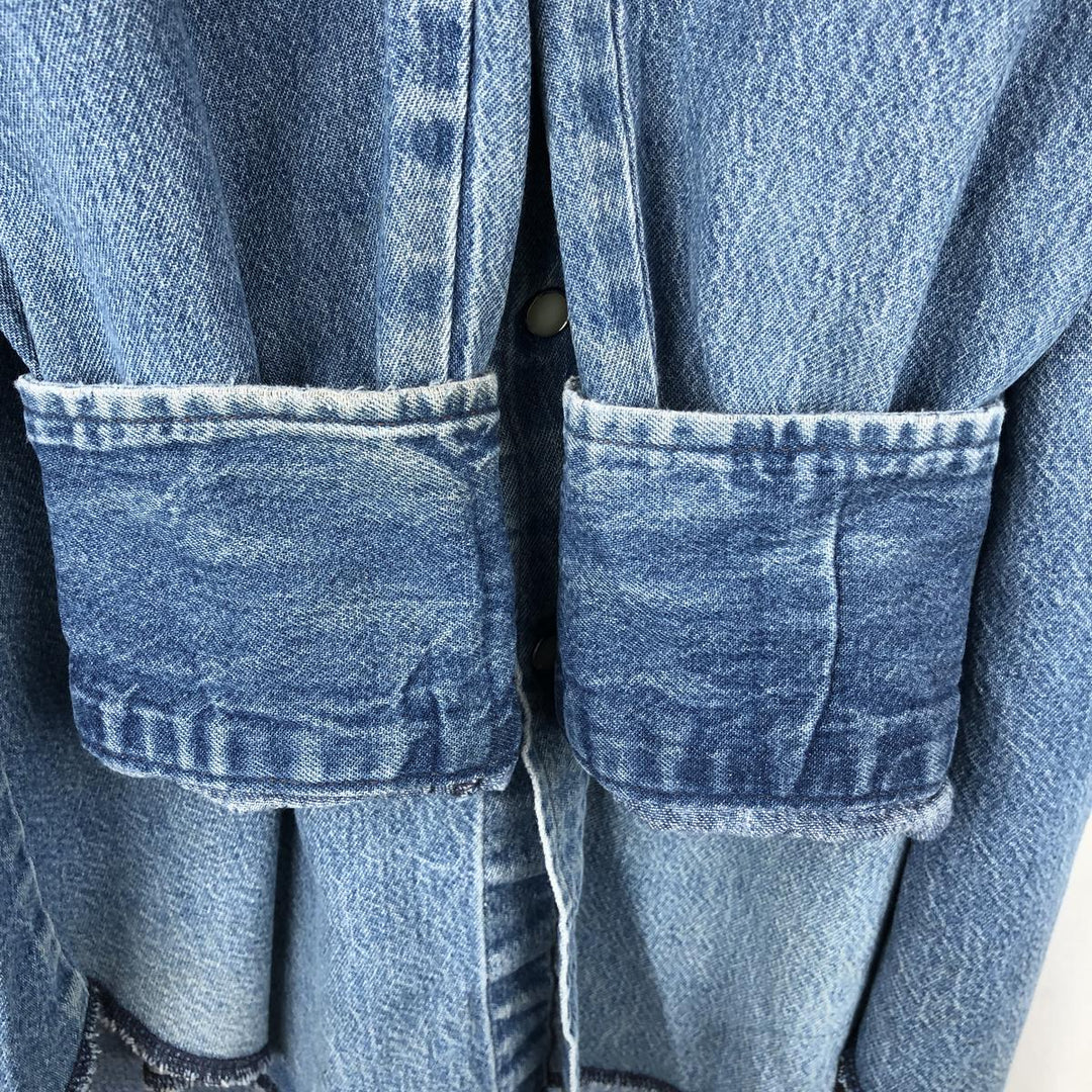90'S Wrangler Long-Sleeve Denim Western Shirt, Men's Size L (Equivalent), Vintage cotton blue type Vintage Second Hand