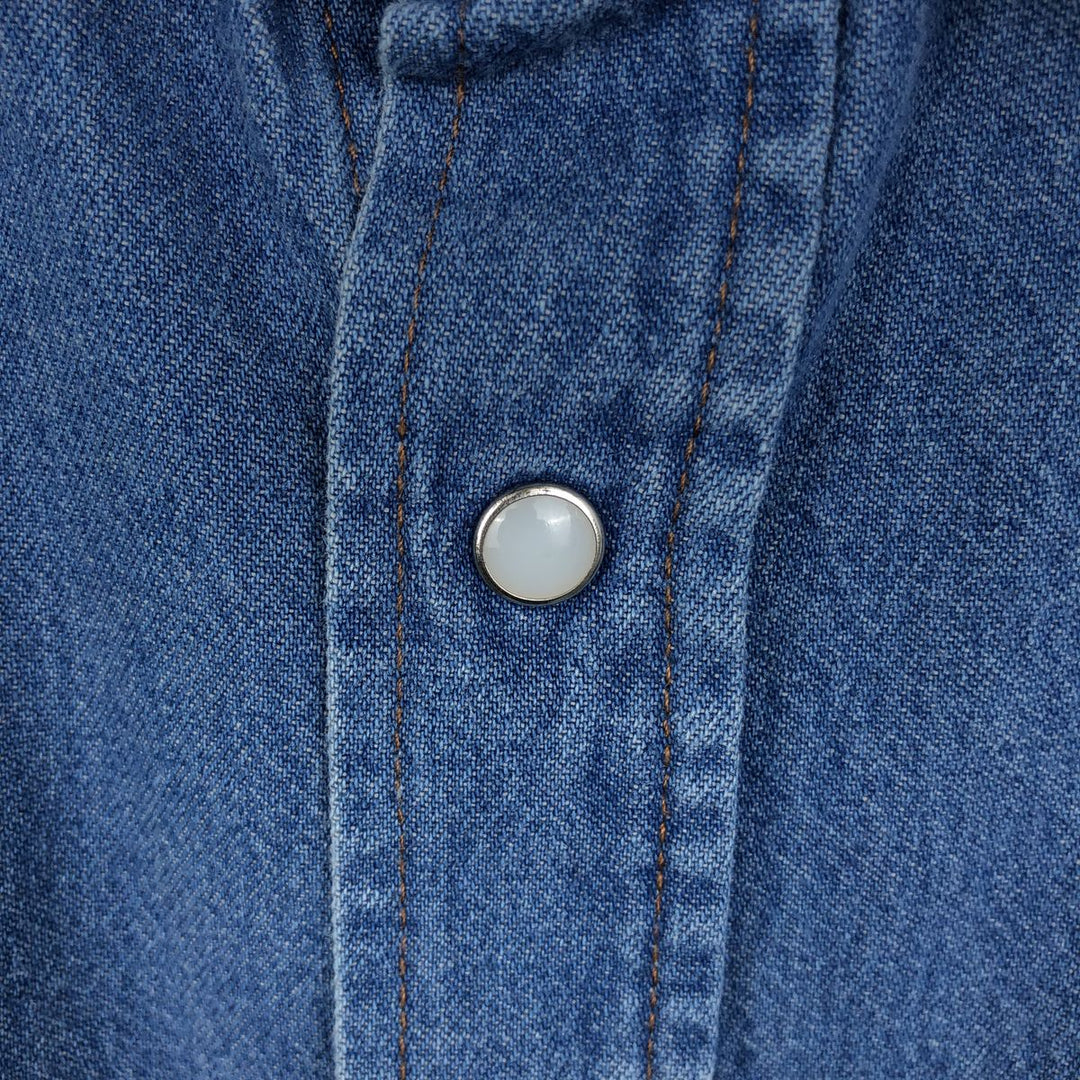 80s-90'S Wrangler Long-Sleeve Denim Western Shirt, Men's Size XL (Vintage) cotton blue type Vintage Second Hand