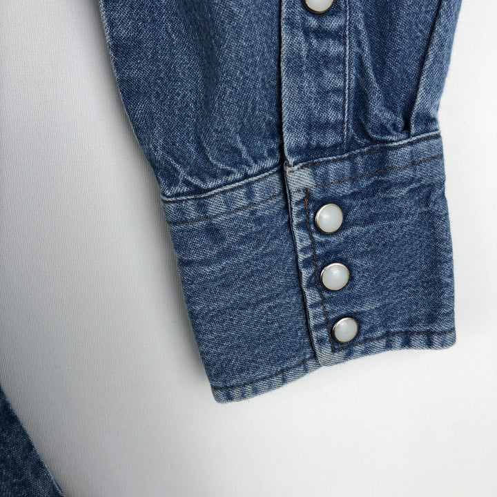 80s-90'S Wrangler Long-Sleeve Denim Western Shirt, Men's Size XL (Vintage) cotton blue type Vintage Second Hand