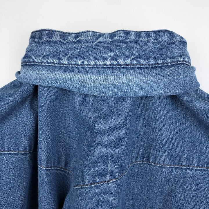 80s-90'S Wrangler Long-Sleeve Denim Western Shirt, Men's Size XL (Vintage) cotton blue type Vintage Second Hand