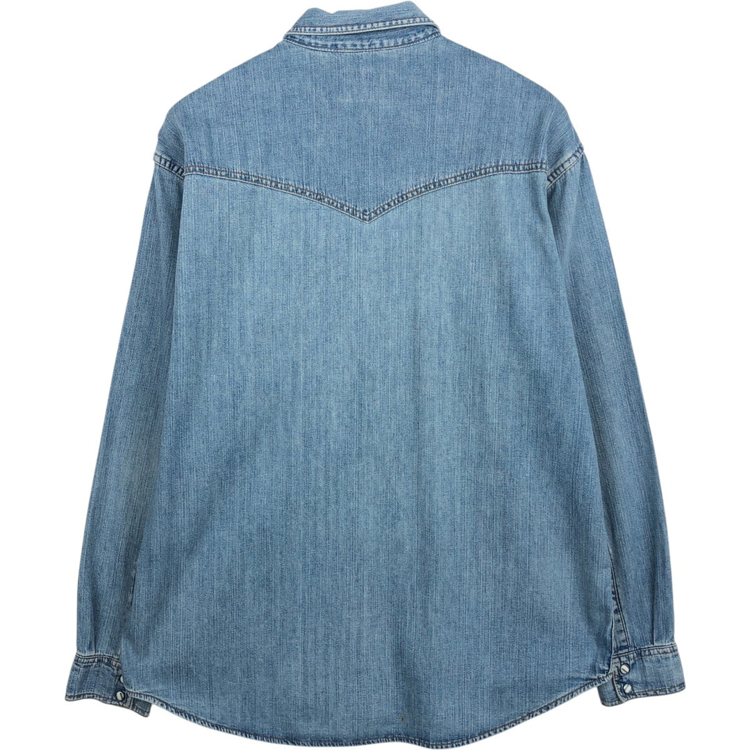 Wrangler Long Sleeve Denim Western Shirt, Men's XL unclear blue type Vintage Second Hand