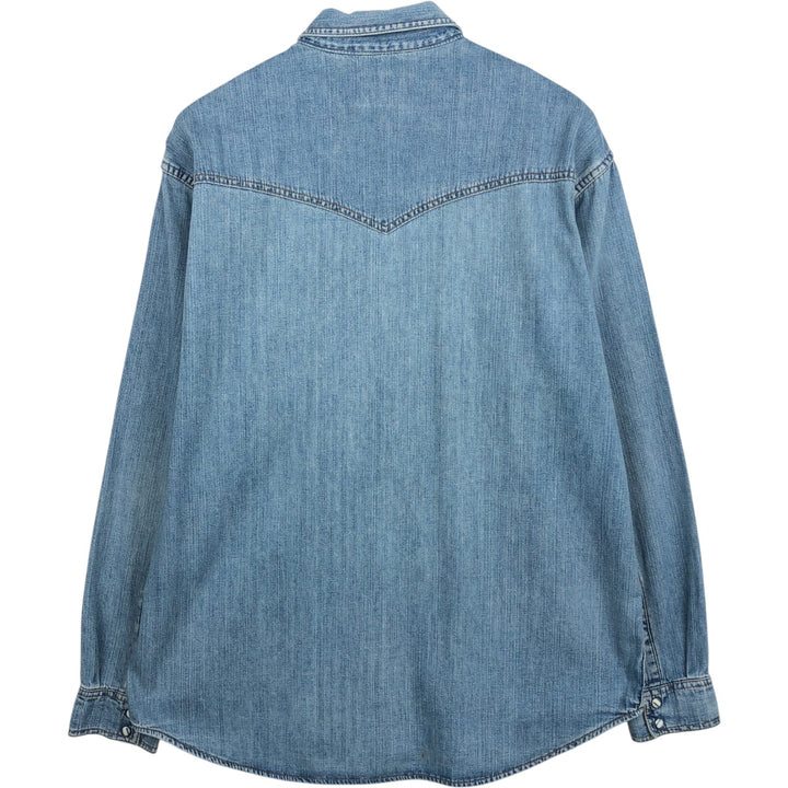 Wrangler Long Sleeve Denim Western Shirt, Men's XL unclear blue type Vintage Second Hand