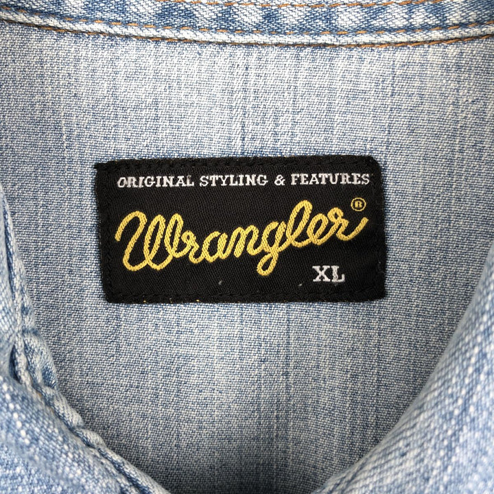 Wrangler Long Sleeve Denim Western Shirt, Men's XL unclear blue type Vintage Second Hand