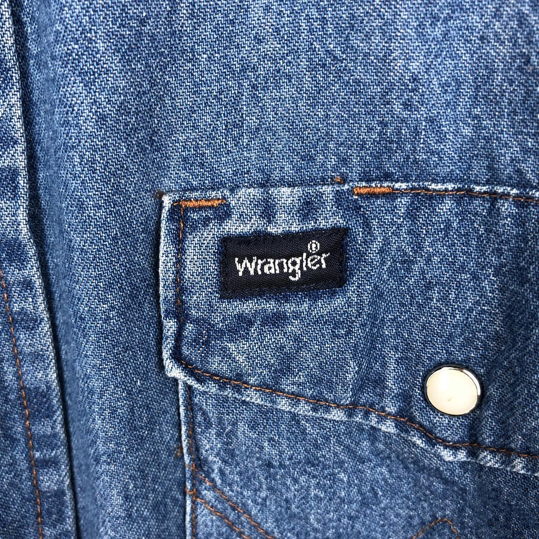 80s-90'S Wrangler Long-Sleeve Denim Western Shirt, Men's Size XL (Vintage) cotton blue type Vintage Second Hand