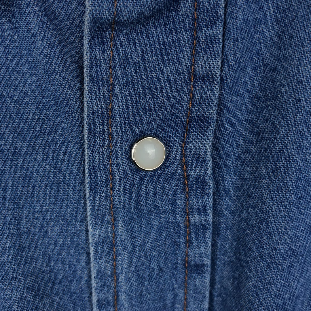 80s-90'S Wrangler Long-Sleeve Denim Western Shirt, Men's Size XL (Vintage) cotton blue type Vintage Second Hand