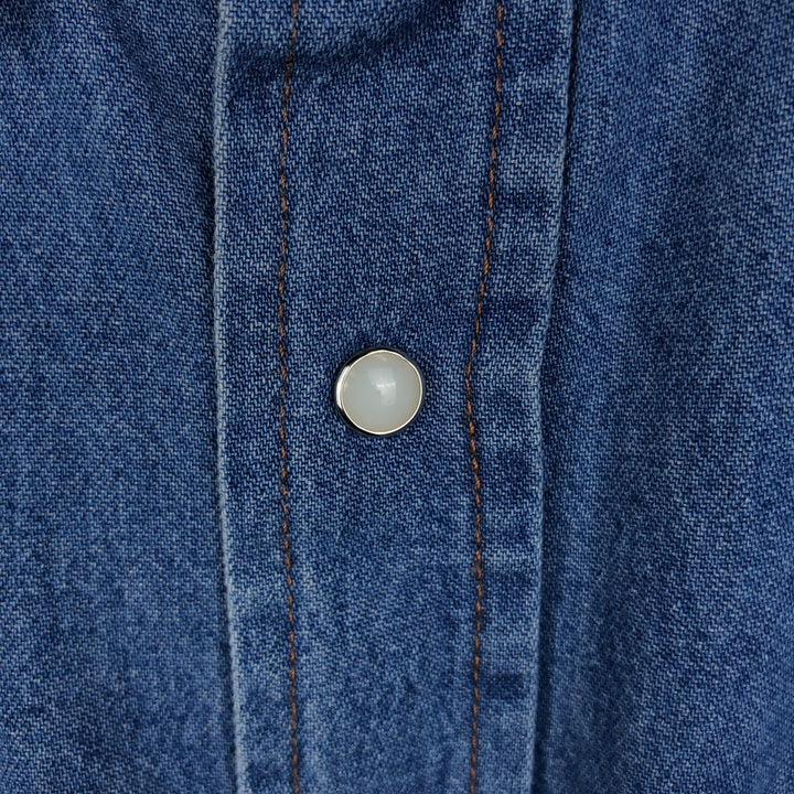 80s-90'S Wrangler Long-Sleeve Denim Western Shirt, Men's Size XL (Vintage) cotton blue type Vintage Second Hand