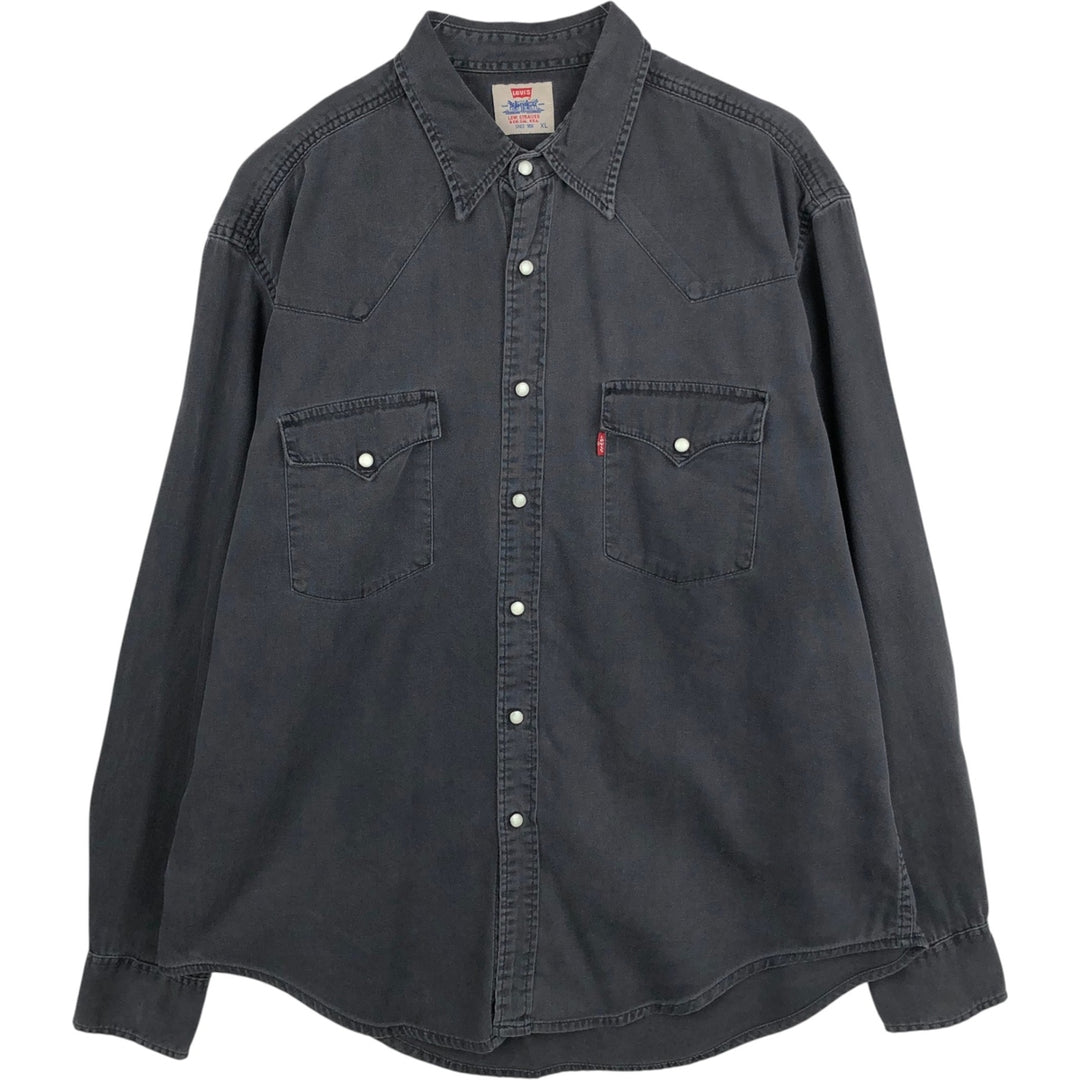 1990'S Levi's 60555-0565 Long-Sleeve Denim Western Shirt, Men's Size XL (Equivalent), Vintage cotton black type Vintage Second Hand