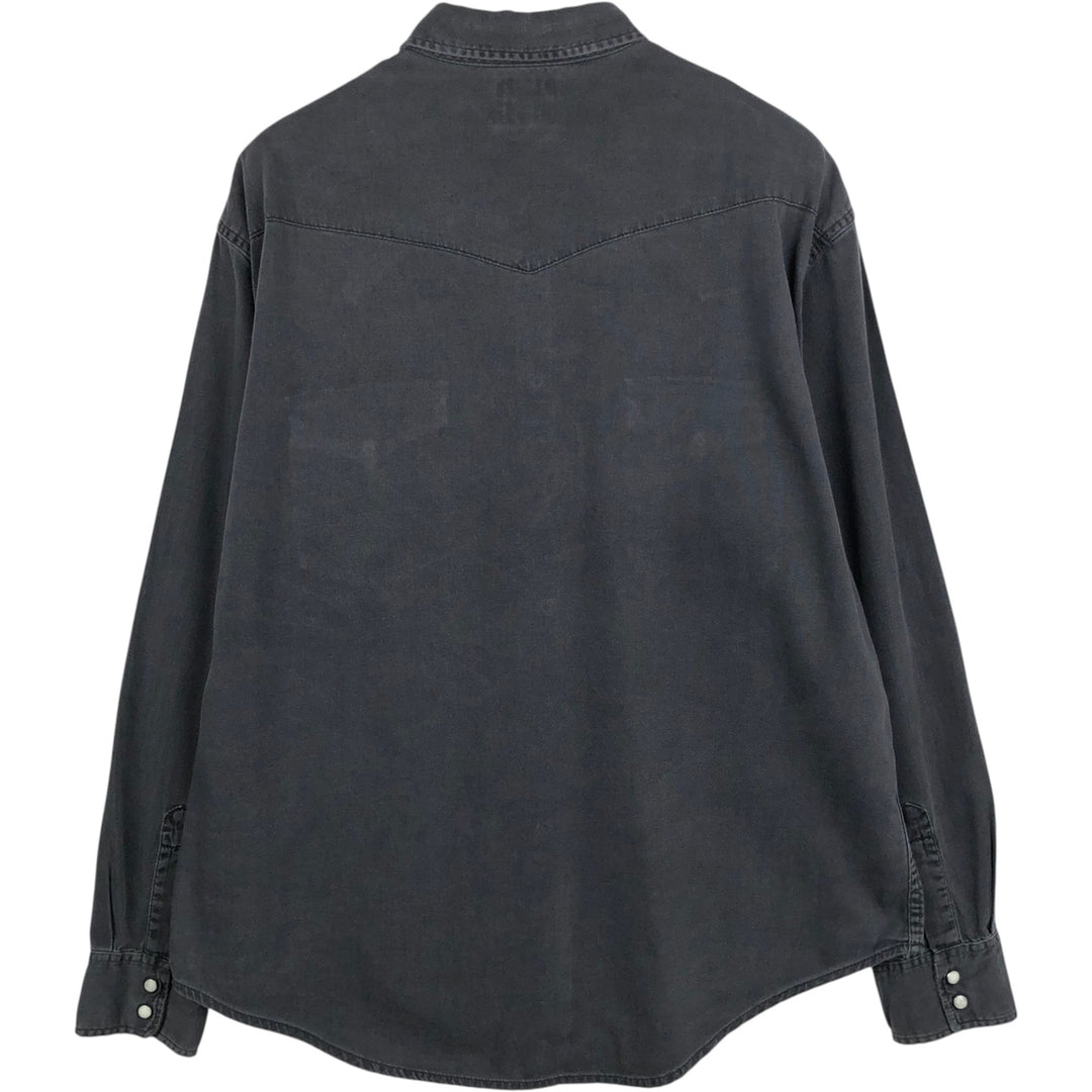 1990'S Levi's 60555-0565 Long-Sleeve Denim Western Shirt, Men's Size XL (Equivalent), Vintage cotton black type Vintage Second Hand
