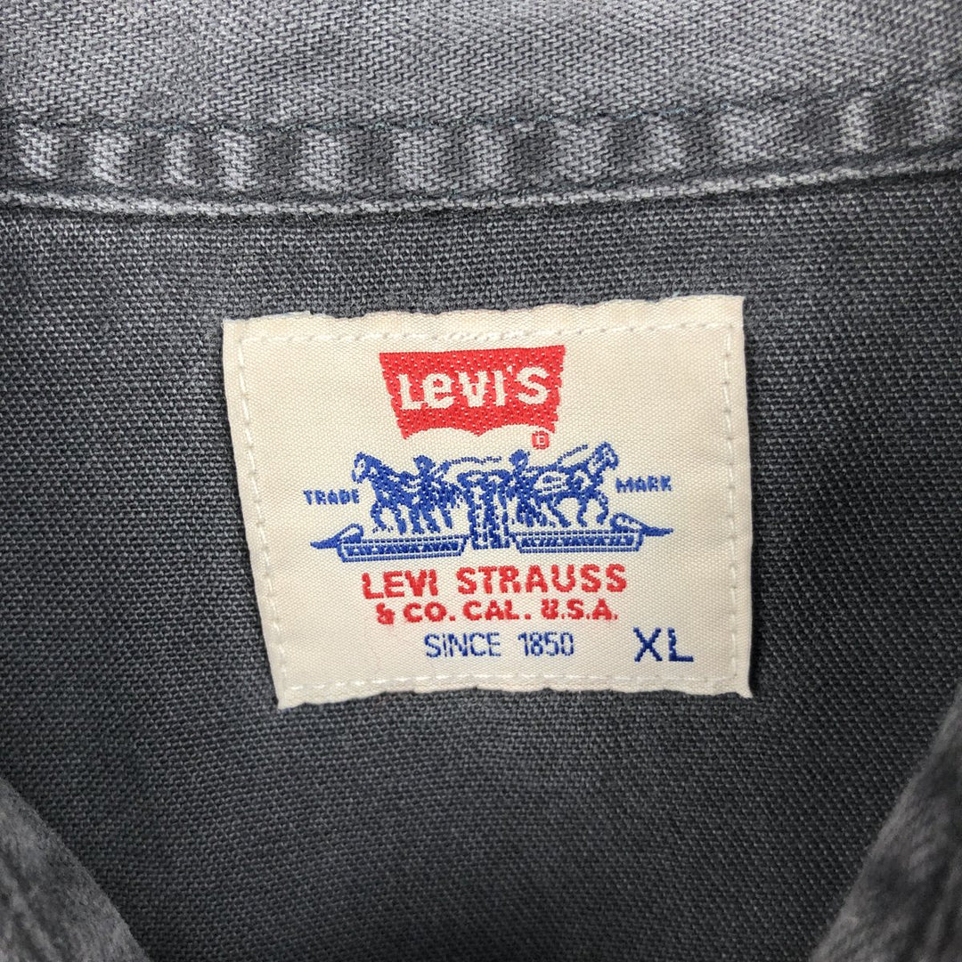 1990'S Levi's 60555-0565 Long-Sleeve Denim Western Shirt, Men's Size XL (Equivalent), Vintage cotton black type Vintage Second Hand