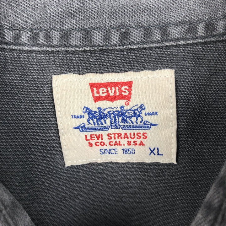 1990'S Levi's 60555-0565 Long-Sleeve Denim Western Shirt, Men's Size XL (Equivalent), Vintage cotton black type Vintage Second Hand