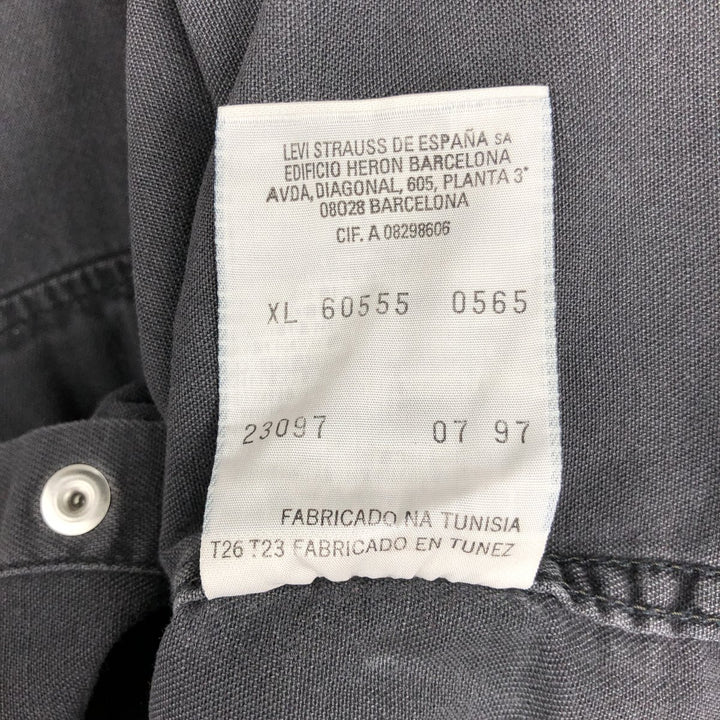 1990'S Levi's 60555-0565 Long-Sleeve Denim Western Shirt, Men's Size XL (Equivalent), Vintage cotton black type Vintage Second Hand