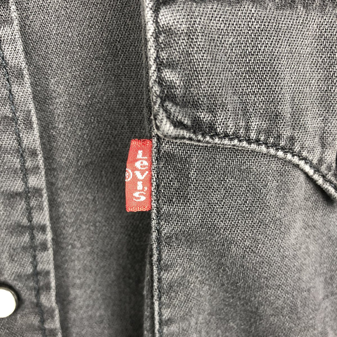 1990'S Levi's 60555-0565 Long-Sleeve Denim Western Shirt, Men's Size XL (Equivalent), Vintage cotton black type Vintage Second Hand