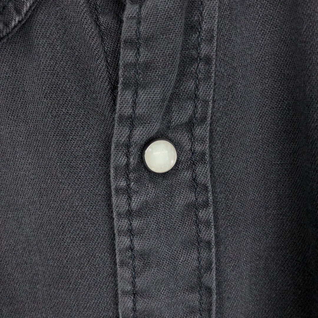 1990'S Levi's 60555-0565 Long-Sleeve Denim Western Shirt, Men's Size XL (Equivalent), Vintage cotton black type Vintage Second Hand